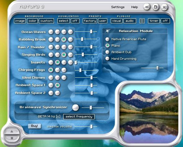 â€œNatura Sound Therapyâ€ Main Interface