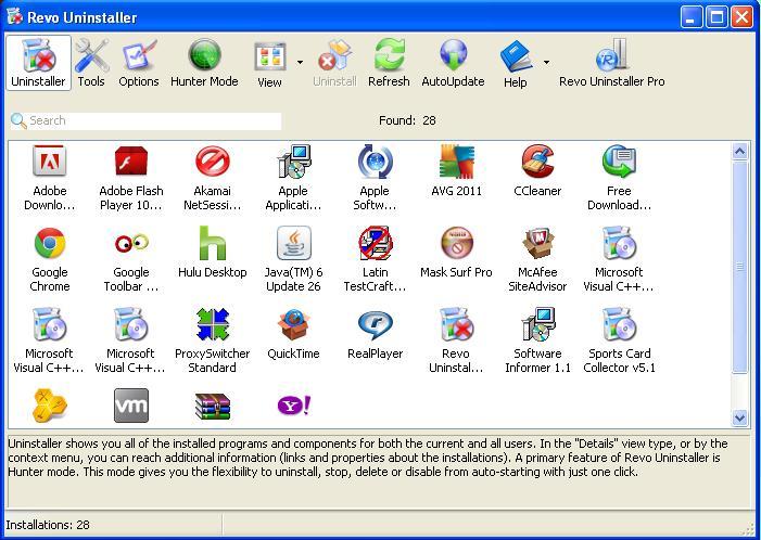 Revo Uninstaller Start Interface