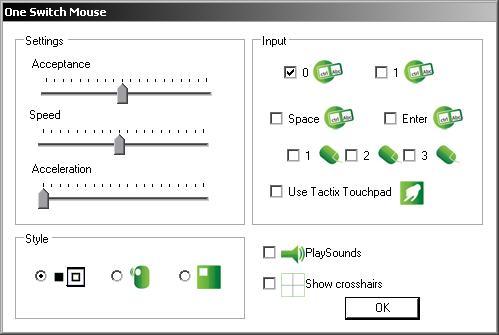 One Switch Mouse settings