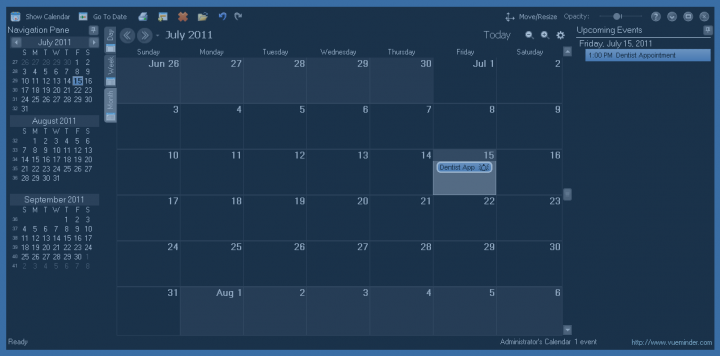 VueMinder Calendar Lite - Desktop