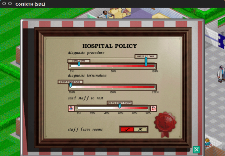 Theme Hospital: Policy Chart