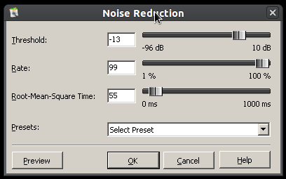 Noise reduction as seen in Free Audio Editor