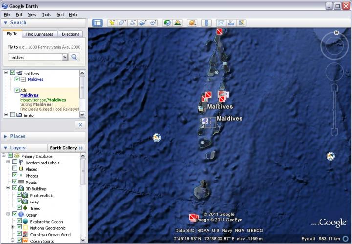 Google Earth Main window