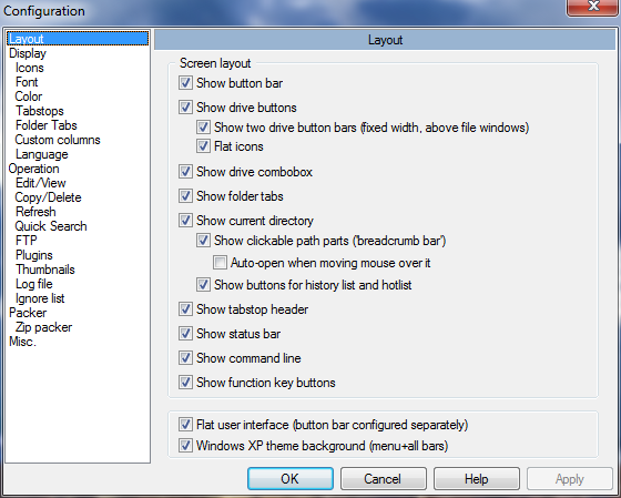 TCâ€™s Settings: Layout